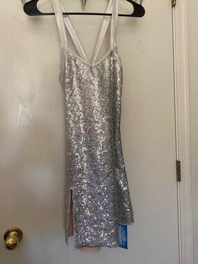 Dance Performance Silver Sequin Dress